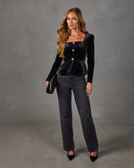 Almost Friday Velvet Peplum Top