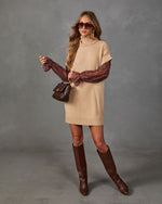 Poetry Hour Knit Lace Sleeve Mini Dress
