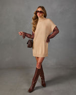 Poetry Hour Knit Lace Sleeve Mini Dress