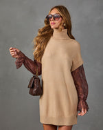 Poetry Hour Knit Lace Sleeve Mini Dress