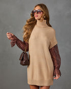 Poetry Hour Knit Lace Sleeve Mini Dress