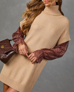 Poetry Hour Knit Lace Sleeve Mini Dress