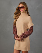 Poetry Hour Knit Lace Sleeve Mini Dress