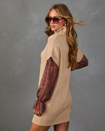 Poetry Hour Knit Lace Sleeve Mini Dress