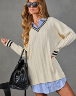 Field Estate Cable Knit Twofer Mini Sweater Dress