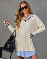 Field Estate Cable Knit Twofer Mini Sweater Dress