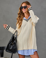 Field Estate Cable Knit Twofer Mini Sweater Dress