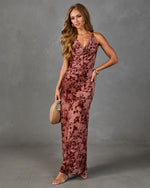 Meadow Darling Floral Cowl Neck Maxi Dress