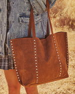 Akira Studded Faux Suede Tote Bag