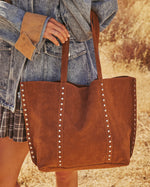 Akira Studded Faux Suede Tote Bag
