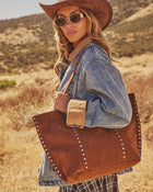 Akira Studded Faux Suede Tote Bag