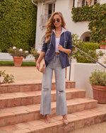 Navy/Heather Grey % Classic Muse Hooded Blazer-2