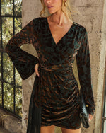 Abbey Wrap Floral Velvet Mini Dress
