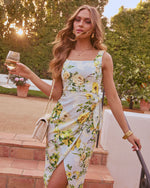 Yellow Floral % Maisy Wrap Polka Dot Midi Dress-2