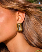 Azelie Rectangle Bezel Stud Earrings