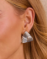 Mona Ribbed Sculpted Triangle Earrings