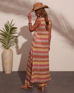 Paradise Ease Chevron Print Front Tie Top