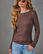Living Life Ribbed Contrast Trim Top