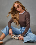 Living Life Ribbed Contrast Trim Top