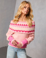 Maygen Off The Shoulder Knit Fair Isle Sweater