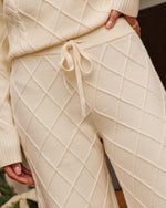 Eliah Knit Diamond Pattern Wide Leg Pants