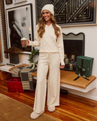 Eliah Knit Diamond Pattern Wide Leg Pants