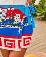 Coastal Voyage Novelty Wrap Tie Mini Skirt