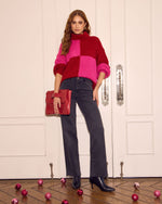 Snuggle Mode Mock Neck Colorblock Sweater