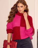 Snuggle Mode Mock Neck Colorblock Sweater