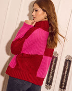 Snuggle Mode Mock Neck Colorblock Sweater