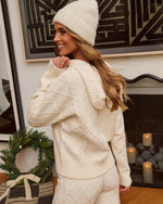 Eliah Hooded Knit Diamond Pattern Sweater