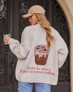 Morning Brew Intarsia Knit Coffee Cardigan