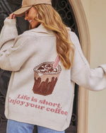 Morning Brew Intarsia Knit Coffee Cardigan