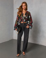 Hildah Printed Smocked Chiffon Top