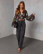 Hildah Printed Smocked Chiffon Top