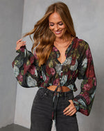 Hildah Printed Smocked Chiffon Top