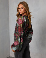 Hildah Printed Smocked Chiffon Top