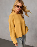 Mustard % Bilos Relaxed Ribbed Knit Sweater-3