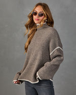 Cozy Whim Knit Contrast Trim Turtleneck Sweater