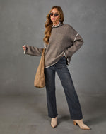 Cozy Whim Knit Contrast Trim Turtleneck Sweater