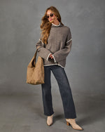 Cozy Whim Knit Contrast Trim Turtleneck Sweater
