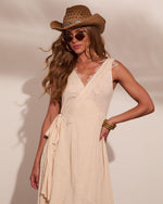 Sunset Voltage Wrap Tie Asymmetric Tunic Top