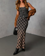 Bronzed Harvest Plaid Maxi Skirt