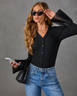 Social Whimsy Ribbed Knit Satin Cuff Top