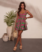 Sun Gardenia Cotton Floral Print Mini Dress