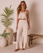 Kimora Linen Faux Pearl Trim Top