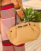 Amalfi Glow Belted Woven Straw Trapeze Bag