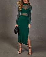 Monroe Sheer Mock Neck Midi Dress