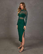 Monroe Sheer Mock Neck Midi Dress