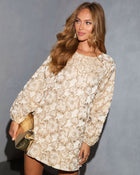 Sweet Nights Embroidered Metallic Mini Dress